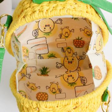 Straw Bag Rattan Plait Yellow Pineapple Green Strap Cross Body KF09-246 S#