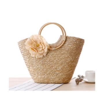 Summer Style Beach Rattan Women Handbag Flowers Vacation Bag