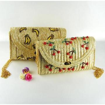 Cute Handmade Straw Handbag Fruit Bag Strawberry Purse Woven Women Messenger Bag