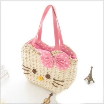 Newest Kitty Cat Straw Bag Shoulder Environmental ProtectionCute Bag Handbag