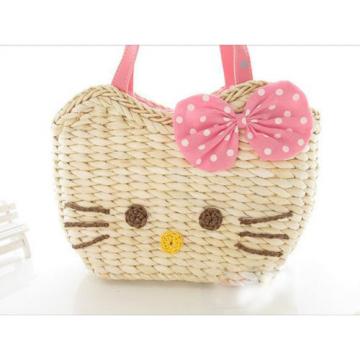 Newest Kitty Cat Straw Bag Shoulder Environmental ProtectionCute Bag Handbag