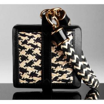 $1,195 Burberry Prorsum Women Straw Wristlet Clutch Purse Hand Bag Leather NEW A