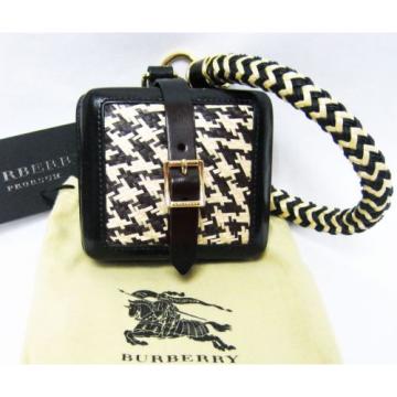 $1,195 Burberry Prorsum Women Straw Wristlet Clutch Purse Hand Bag Leather NEW A