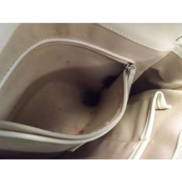 Ann Taylor Handbag Satchel Bag Handbag Leather &amp; chain strap White Straw Small