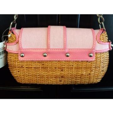 NWT Rafe Straw Purse Pink Leather Handbag Bag