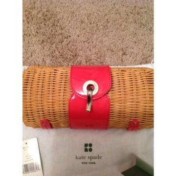 Authentic Kate Spade Coral Straw Edgartown Clutch With Dust Bag NWT