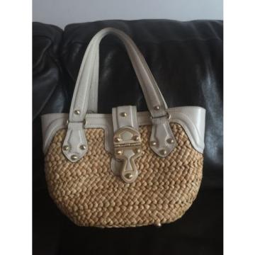 Michael Kors Natural Woven Straw Tote, Handbag, Shoulder Bag Leather Trim