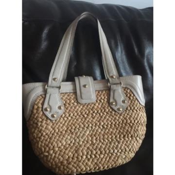 Michael Kors Natural Woven Straw Tote, Handbag, Shoulder Bag Leather Trim