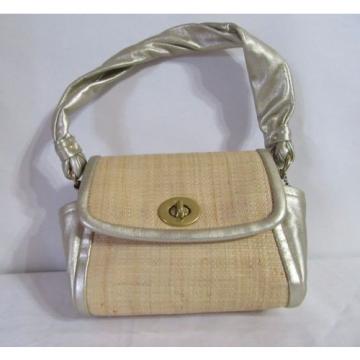 COACH TAN STRAW GOLD METALLIC LEATHER BAGUETTE DEMI BAG L0868-42475