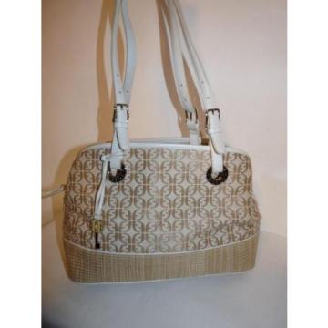 Fossil Signature Ivory &amp; Beige Canvas-Straw &amp; Leather Tote Bag SO SUMMER!