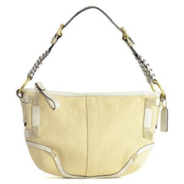 COACH Soho Hobo Natural Straw Bag w/Braided White Leather Handle w/Brass Details