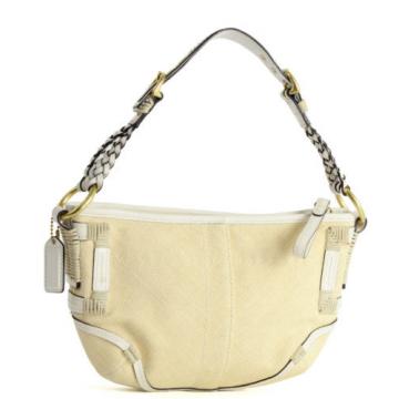 COACH Soho Hobo Natural Straw Bag w/Braided White Leather Handle w/Brass Details