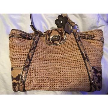 Coach - Animal Print Straw Woven Shoulder Bag