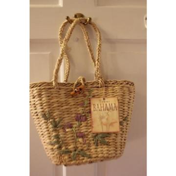 Tommy Bahama Straw Tote Bag Handbag Purse Beach Vacation- Sweet peas of Paradise