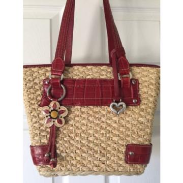 Brighton Cody Woven Straw &amp; Leather Purse Handbag Purse Shoulder Bag Tote