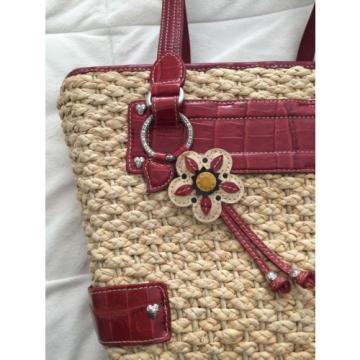 Brighton Cody Woven Straw &amp; Leather Purse Handbag Purse Shoulder Bag Tote