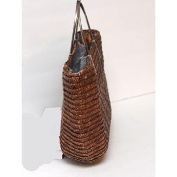 Vtg 1980s Worthington Brown Raffia Handbag Purse Wicker Straw Bag