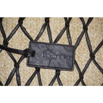 NWOT MICHAEL STARS Fishnet Tote Bag Straw with Black Pleather Net Retails $150