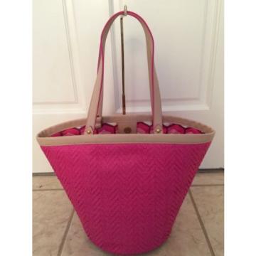 NWT Juicy Couture Dragon Fruit Shore Bag Straw Leather Lynn Tote Handbag Purse