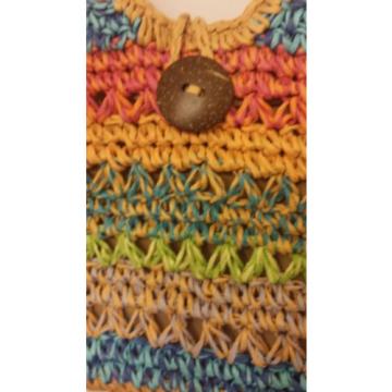 Cappelli Colorful Beaded Straw Purse Tote Shoulder Bag Boho