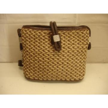 Brighton Tan Brown Straw woven braided leather tote bag shoulder purse crossbody