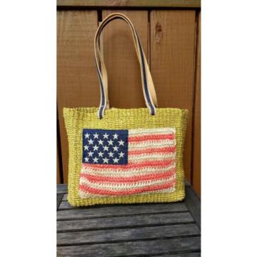 Amanda Smith 100% Natural Straw Bag American USA Flag