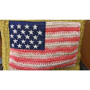 Amanda Smith 100% Natural Straw Bag American USA Flag