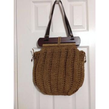 CAPPELLI Straworld Woven Brown Straw Purse Handbag  Boho Medium Sz Shoulder Bag