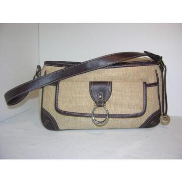 Etienne Aigner Jute Straw with Brown Trim Shoulder Bag Handbag purse