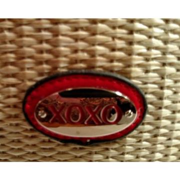 XOXO Natural color STRAW Woven Hand Bag/Purse w/RED HEART SHAPED cut-out handles