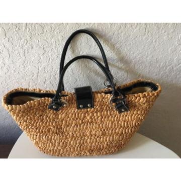 Kathy Van Zeeland Straw Purse Handbag Beach Bag