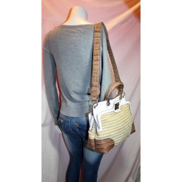 DANA BUCHMAN Medium Straw Man Made Shoulder Hobo Tote Slouch Purse Bag