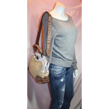 DANA BUCHMAN Medium Straw Man Made Shoulder Hobo Tote Slouch Purse Bag