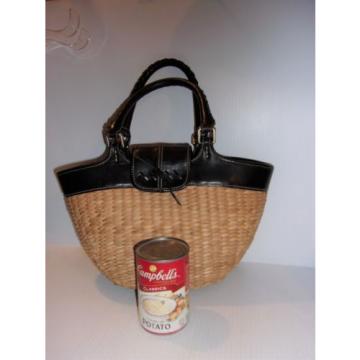 COACH SUMMER STRAW AND LEATHER BAG MEDIUM GOOD CONDITION LINING DIRTY 13 X 8 X 5