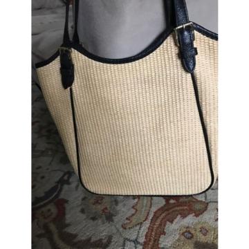 Tory Burch Straw Slouchy Tote Bag Natural Black