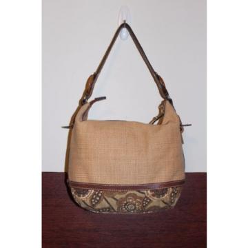 Fossil Large Solid Straw/Canvas/Leather Shoulder Bag