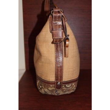 Fossil Large Solid Straw/Canvas/Leather Shoulder Bag