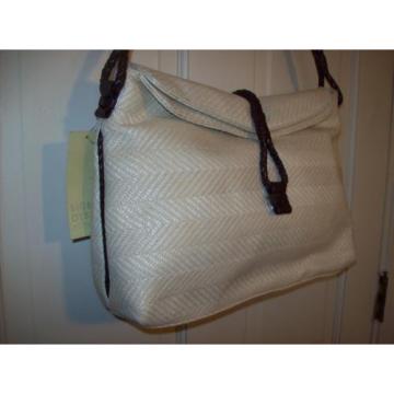 SIGRID OLSEN Fold Over Straw &amp; Leather Bag NWT