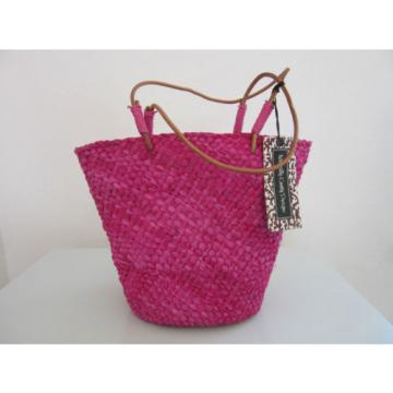 NWT Pink Straw &#034;Panier Basket&#034; Tote Bag