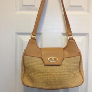 ETIENNE AIGNER Beige Woven Straw  Handbag Shoulder Bag