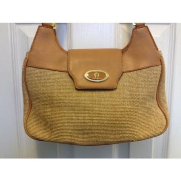 ETIENNE AIGNER Beige Woven Straw  Handbag Shoulder Bag