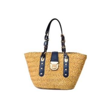 [87 77]Michael Kors Women&#039;s Santorini Large Straw Tote Cornhusk Pool Beach Bag