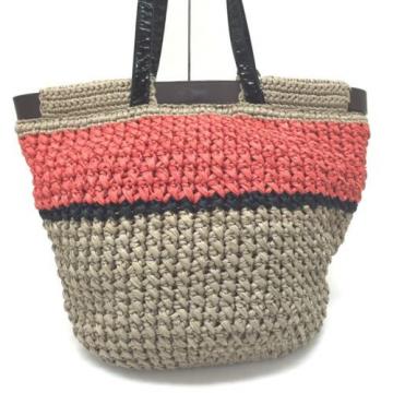 AUTHENTIC FURLA Straw Basket Bag Tote Bag Beige/Red