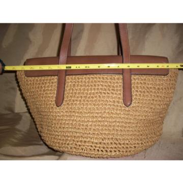 $298 MICHAEL KORS  acorn / walnut  woven straw Naomi  17&#034;  Large Tote Bag