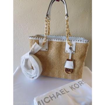 New Michael Kors Straw Rosalie Large East/West Tote Bag, Purse, Shoulder Bag!