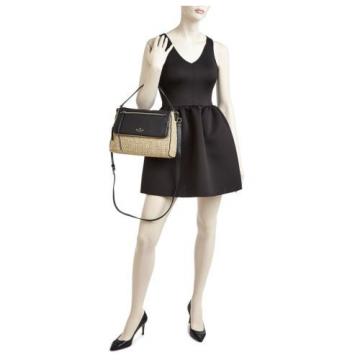 NWT KATE SPADE NEW YORK SMALL STRAW TODDY SHOULDER BAG BLACK NATURAL