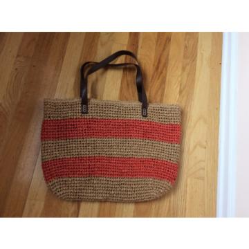 GH BASS &amp; CO. Straw Paperstraw Bag Lightweight Lined (Natural/pink) tote