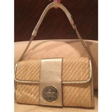 Kate Spade Straw Leather Gold Chain Shoulder Bag Gold Beautiful