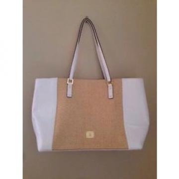 NWT RALPH LAUREN PERCY WHITE w/STRAW TOTE SHOULDER BAG PURSE- $198