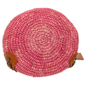 Authentic BALENCIAGA Raffia Basket Hand Bag Pink Straw Leather Vintage G02639